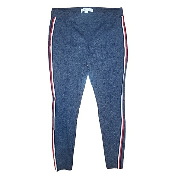 Old Navy Stevie Texture Blue Ponte Knit Side Stripes  High Waist Pants Large - Picture 3 of 16